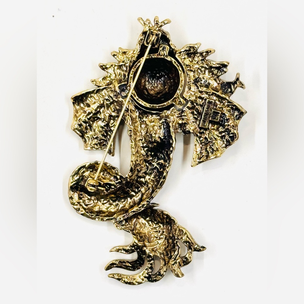 Signed Heidi Daus Multicolor Rhinestones 🐡 Koi Fish 🐠 Brooch 4.25”X3.25” NWOT - Picture 3 of 4